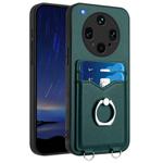 For OPPO Find X8 Ultra R20 Ring Card Holder Phone Case(Green)