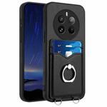 For Realme 12 Pro / 12 Pro+ R20 Ring Card Holder Phone Case(Black)