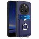 For Realme 12 Pro / 12 Pro+ R20 Ring Card Holder Phone Case(Blue)