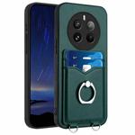 For Realme 12 Pro / 12 Pro+ R20 Ring Card Holder Phone Case(Green)