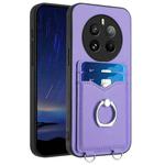 For Realme 12 Pro / 12 Pro+ R20 Ring Card Holder Phone Case(Purple)