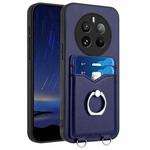 For Realme 12+ 5G India / P1 5G India R20 Ring Card Holder Phone Case(Blue)