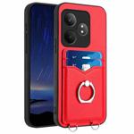 For Realme GT Neo6 / GT 6T 5G R20 Ring Card Holder Phone Case(Red)