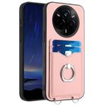 For Realme 14 Pro R20 Ring Card Holder Phone Case(Pink)