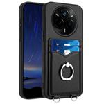For Realme 14 Pro R20 Ring Card Holder Phone Case(Black)