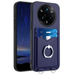 For Realme 14 Pro+ R20 Ring Card Holder Phone Case(Blue)