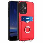 For Xiaomi Redmi 13C 5G / 13R R20 Ring Card Holder Phone Case(Red)