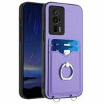 For Xiaomi Poco F5 Pro 5G R20 Ring Card Holder Phone Case(Purple)