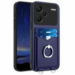 For Xiaomi Redmi Note 13 Pro+ R20 Ring Card Holder Phone Case(Blue)