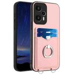 For Xiaomi Redmi Note 12 Turbo R20 Ring Card Holder Phone Case(Pink)