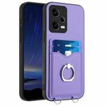 For Xiaomi Redmi Note 12 Pro+ 5G R20 Ring Card Holder Phone Case(Purple)