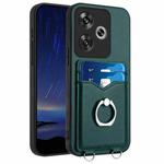 For Xiaomi Poco F6 5G India R20 Ring Card Holder Phone Case(Green)