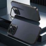 For iPhone 13 Aluminum Alloy Lens Holder Frosted Skin-feel Phone Case(Grey)