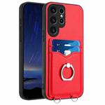 For Samsung Galaxy S23 Ultra 5G R20 Ring Card Holder Phone Case(Red)