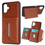 For Samsung Galaxy A06 4G / 5G Solid Color Metal Buckle Card Slots Bag Phone Case(Brown)