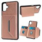 For Samsung Galaxy A06 4G / 5G Solid Color Metal Buckle Card Slots Bag Phone Case(Rose Gold)