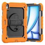 For iPad Air 11 2024 Silicone Hybrid PC Tablet Case with Shoulder Strap(Orange)