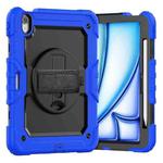 For iPad Air 11 2024 Silicone Hybrid PC Tablet Case with Shoulder Strap(Black + Dark Blue)