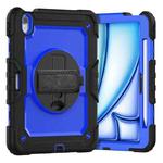 For iPad Air 11 2024 Silicone Hybrid PC Tablet Case with Shoulder Strap(Dark Blue + Black)