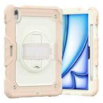 For iPad Air 11 2024 Silicone Hybrid PC Tablet Case with Shoulder Strap(Beige + Rose Gold)