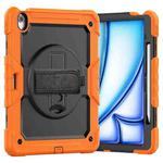 For iPad Air 13 2024 Silicone Hybrid PC Tablet Case with Shoulder Strap(Orange)