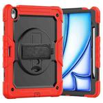 For iPad Air 13 2024 Silicone Hybrid PC Tablet Case with Shoulder Strap(Red)