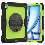 For iPad Air 13 2024 Silicone Hybrid PC Tablet Case with Shoulder Strap(Yellow Green + Black)