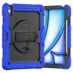 For iPad Air 13 2024 Silicone Hybrid PC Tablet Case with Shoulder Strap(Black + Dark Blue)