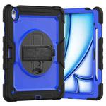 For iPad Air 13 2024 Silicone Hybrid PC Tablet Case with Shoulder Strap(Dark Blue + Black)