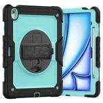 For iPad Air 13 2024 Silicone Hybrid PC Tablet Case with Shoulder Strap(Light Blue + Black)