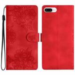 For iPhone 8 Plus / 7 Plus Cherry Blossom Butterfly Skin Feel Embossed PU Phone Case(Red)