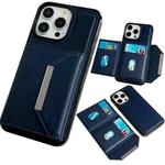 For iPhone 15 Pro Max Solid Color Metal Buckle Card Slots Bag Phone Case(Blue)
