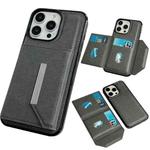 For iPhone 12 / 12 Pro Solid Color Metal Buckle Card Slots Bag Phone Case(Grey)