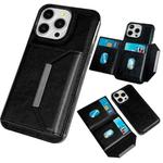 For iPhone 16 Pro Solid Color Metal Buckle Card Slots Bag Phone Case(Black)