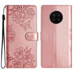 For Honor 50 Lite Cherry Blossom Butterfly Skin Feel Embossed PU Phone Case(Rose Gold)