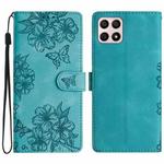 For Honor X8 / X30i Cherry Blossom Butterfly Skin Feel Embossed PU Phone Case(Green)
