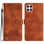 For Honor X8 / X30i Cherry Blossom Butterfly Skin Feel Embossed PU Phone Case(Brown)
