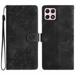 For Honor X8 / X30i Cherry Blossom Butterfly Skin Feel Embossed PU Phone Case(Black)