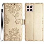 For Honor X8 / X30i Cherry Blossom Butterfly Skin Feel Embossed PU Phone Case(Gold)