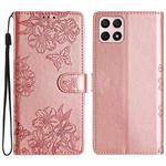 For Honor X8 / X30i Cherry Blossom Butterfly Skin Feel Embossed PU Phone Case(Rose Gold)