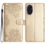 For Honor 200 Cherry Blossom Butterfly Skin Feel Embossed PU Phone Case(Gold)