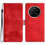 For Honor Magic7 Pro Cherry Blossom Butterfly Skin Feel Embossed PU Phone Case(Red)