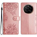 For Honor Magic7 Pro Cherry Blossom Butterfly Skin Feel Embossed PU Phone Case(Rose Gold)