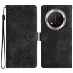 For Honor X9c Cherry Blossom Butterfly Skin Feel Embossed PU Phone Case(Black)