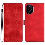For Honor 400 Pro Global 160.8mm Cherry Blossom Butterfly Skin Feel Embossed PU Phone Case(Red)