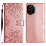 For Honor 400 Pro Global 160.8mm Cherry Blossom Butterfly Skin Feel Embossed PU Phone Case(Rose Gold)