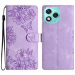 For Honor 400 Lite Global Cherry Blossom Butterfly Skin Feel Embossed PU Phone Case(Purple)