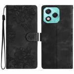 For Honor 400 Lite Global Cherry Blossom Butterfly Skin Feel Embossed PU Phone Case(Black)