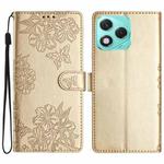 For Honor 400 Lite Global Cherry Blossom Butterfly Skin Feel Embossed PU Phone Case(Gold)