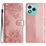 For Honor 400 Lite Global Cherry Blossom Butterfly Skin Feel Embossed PU Phone Case(Rose Gold)